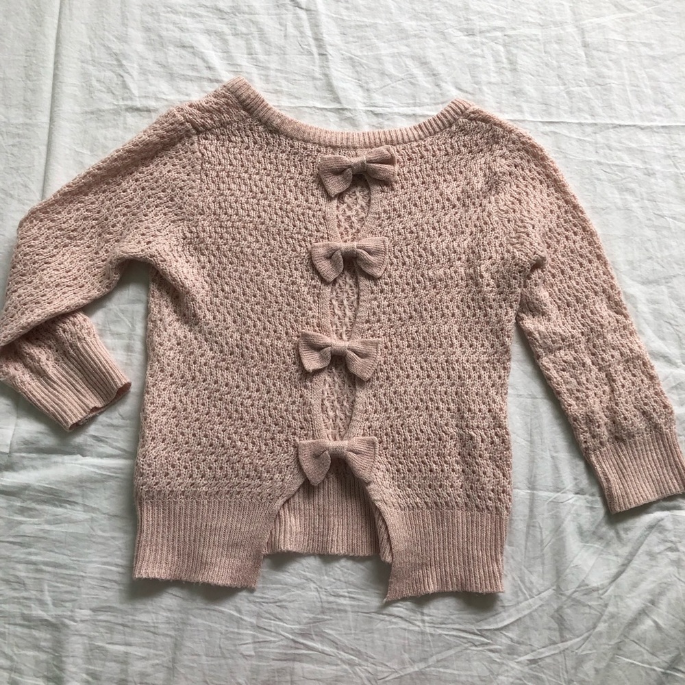 Delias Sparkle Bow Back Sweater - Baby Pink